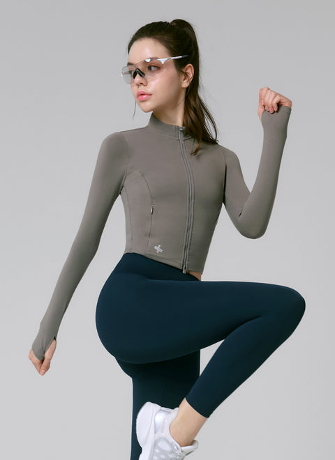 Slim Fit Cropped Zip-up Jacket