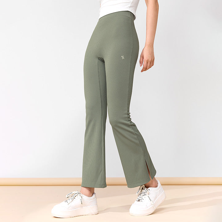 Ribbed Tension Bootscut Slit Pants