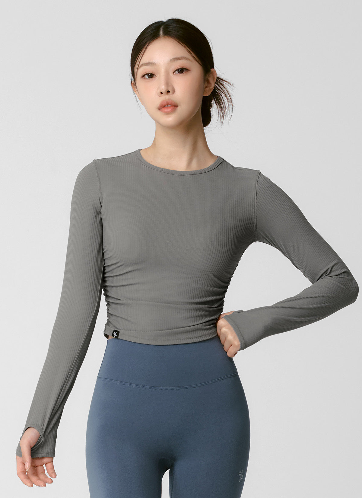 [2 FOR $269] Side Shirring Crop Long Sleeve