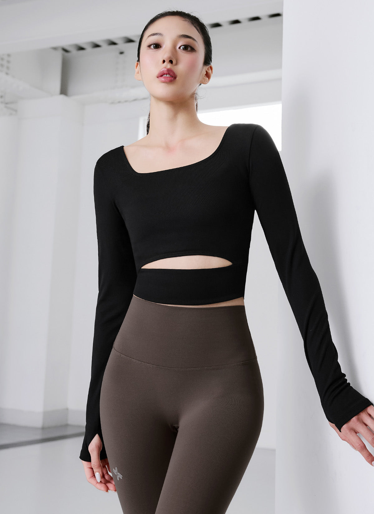 Comfort Square Neck Cutout Long Sleeve