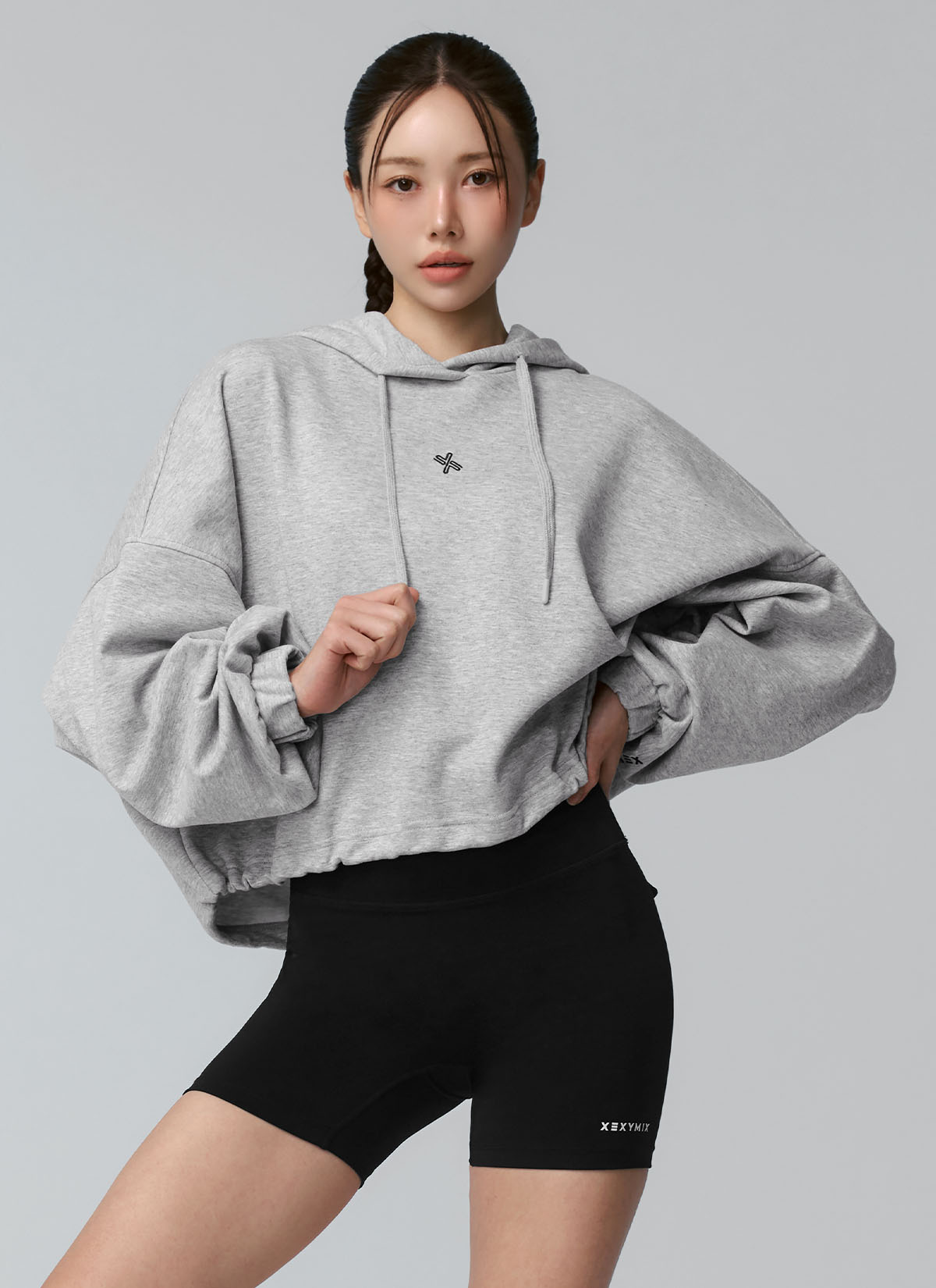 Fine Cotton Loose Fit Crop Hoodie