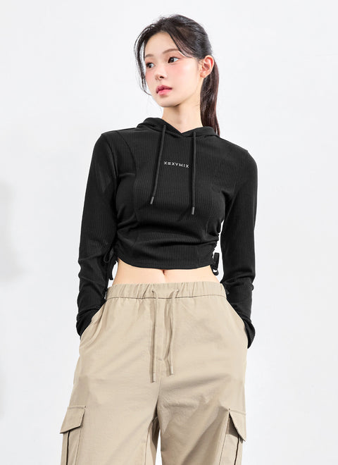 Soft Rib Side String Hoodie