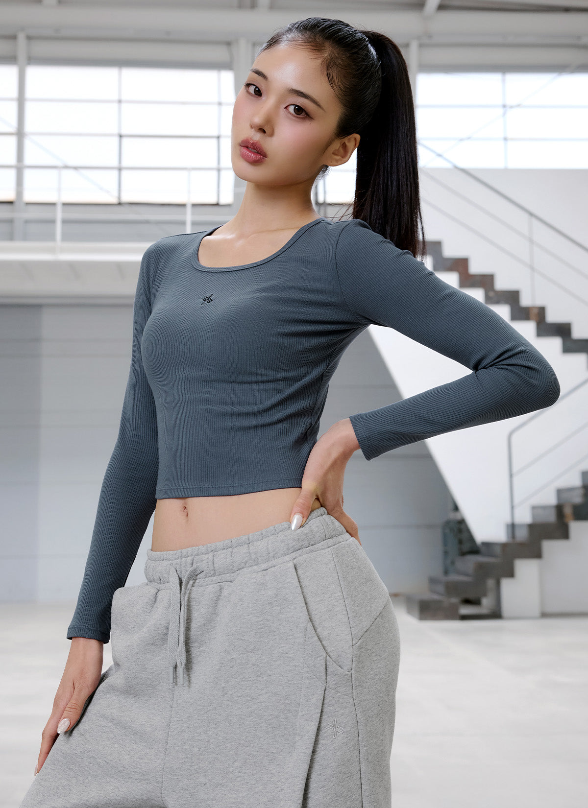 Soft Rib Cropped Long Sleeve