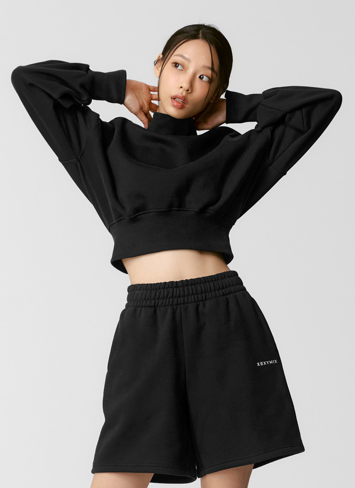 Warm Soft Highneck Crop Sweatshirt