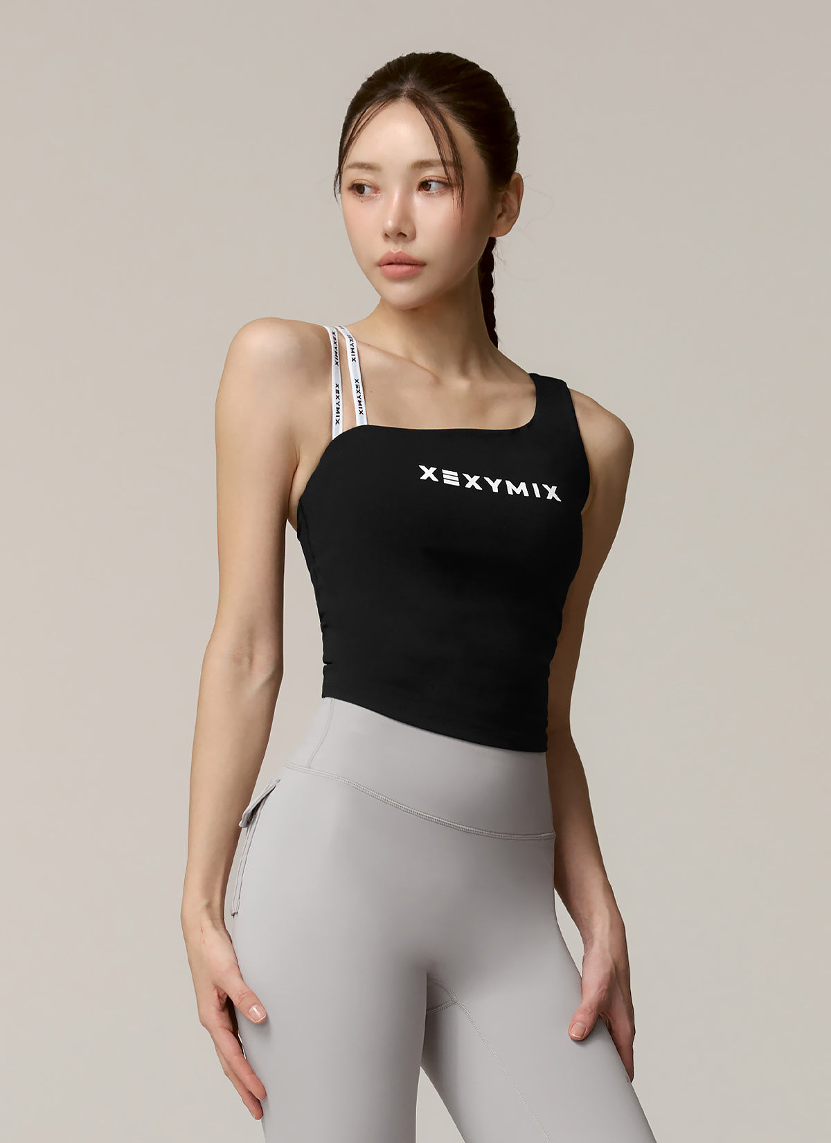 Unbalanced Logo Banding Crop Top