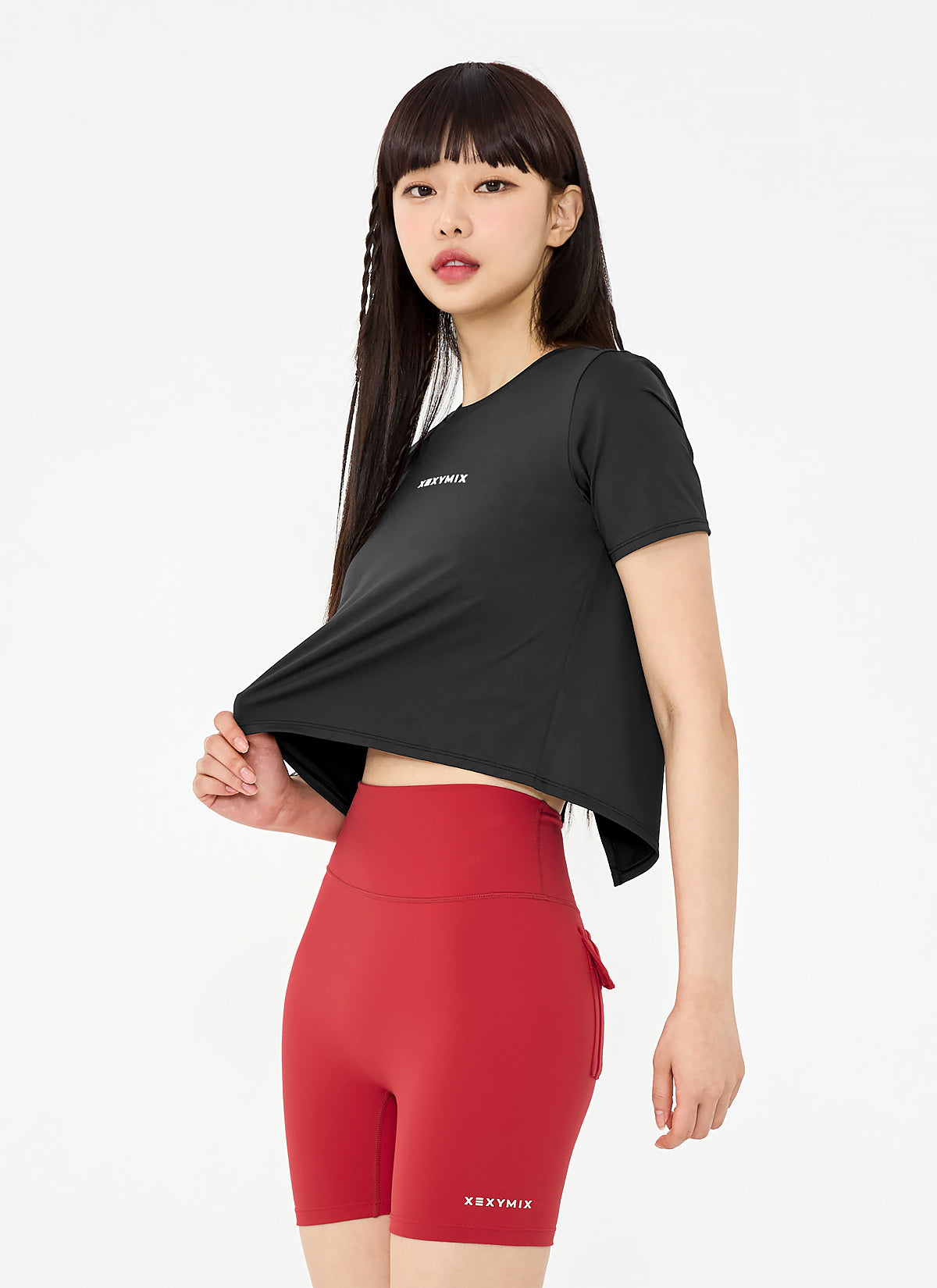 Ice Feather Back Slit Crop Short Sleeve