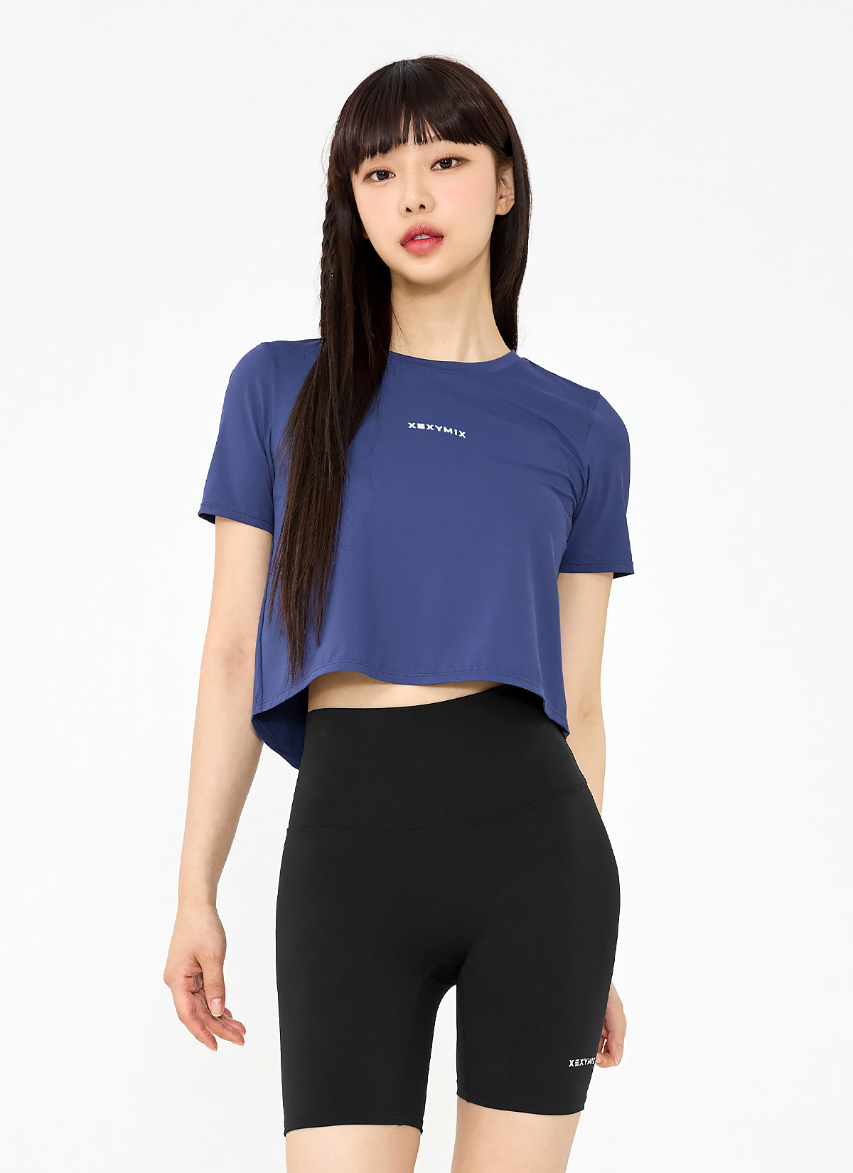 Ice Feather Back Slit Crop Short Sleeve
