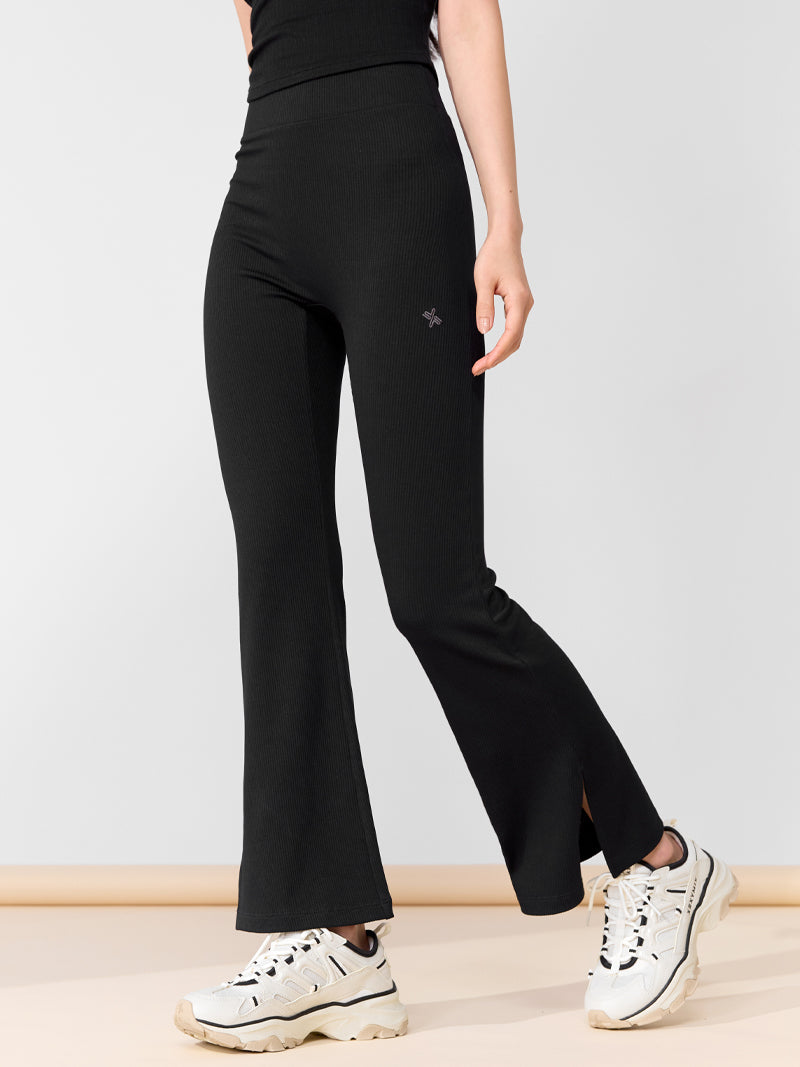 Ribbed Tension Bootscut Slit Pants